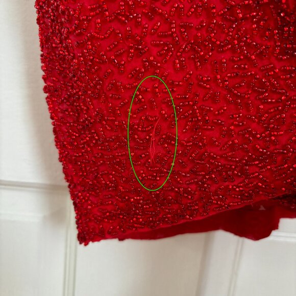 Red Beaded Vintage Dress Sequin Glitter Holiday Mini Sleeveless Short Silk 6 8 M - Picture 8 of 8